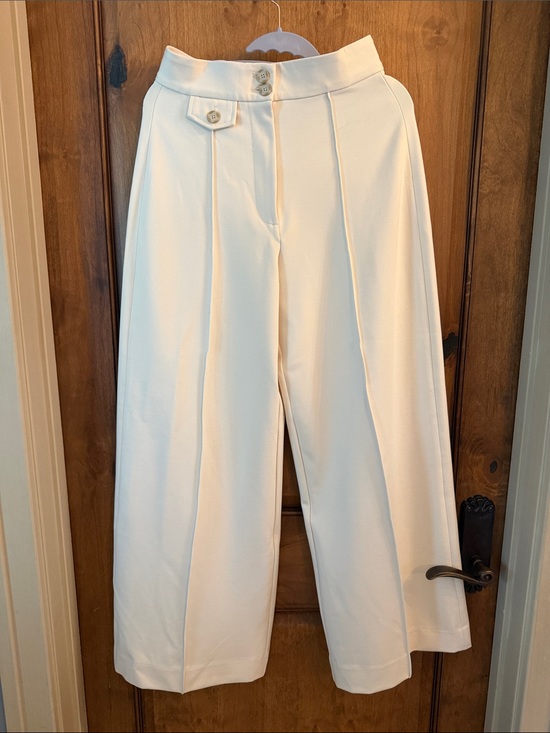 Banana Republic Pants - Banana Republic Cream Wide-Leg High-Rise Cropped Trousers